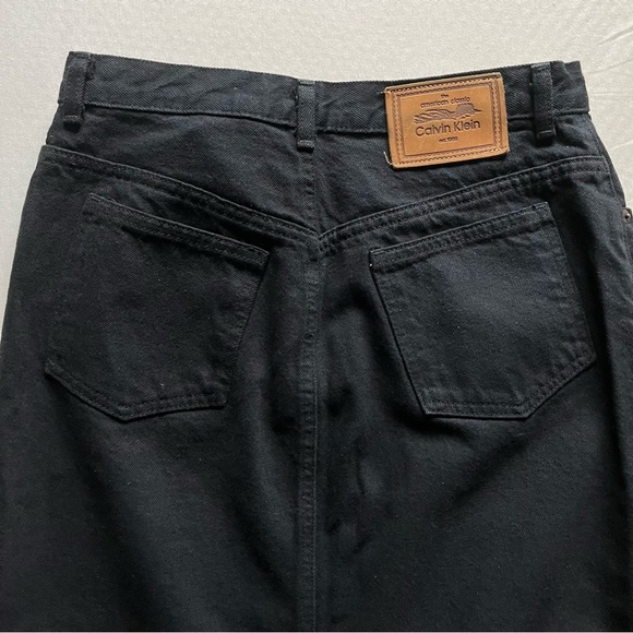 Vintage Black Calvin Klein pencil denim maxi skirt with slit - Picture 3 of 5